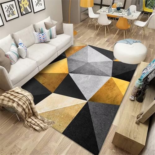 Kunsen Teppich Flur 100X120CM Schwarz Gelb grau rutschfeste langlebige Moderne geometrische Muster Wohnzimmer Kinderteppich Waschbar Kunsen Teppich Flur 100X120CM Schwarz Gelb grau rutschfeste langlebige Moderne geometrische Muster Wohnzimmer Kinderteppich Waschbar von Kunsen