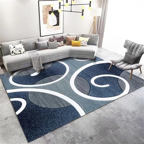 Kunsen Teppich Flur Wohnzimmer Blau, Grau Abnutzungsfeste abstrakte geometrische Muster für und 180x280CM küchen teppiche von Kunsen
