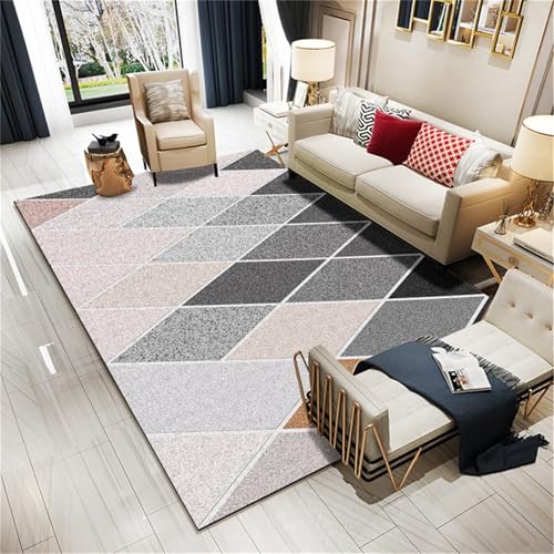 Kunsen Teppich Flur rutschfest Kinder Grau Waschbare Moderne geometrische Muster für Wohnzimmer und 80x160CM Schlafzimmer von Kunsen