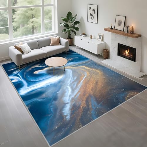 Kunsen Teppich Mädchen Verschleißfest blau 150x200cm, Abstraktes Design Wird für Restaurantkorridore verwendet von Kunsen