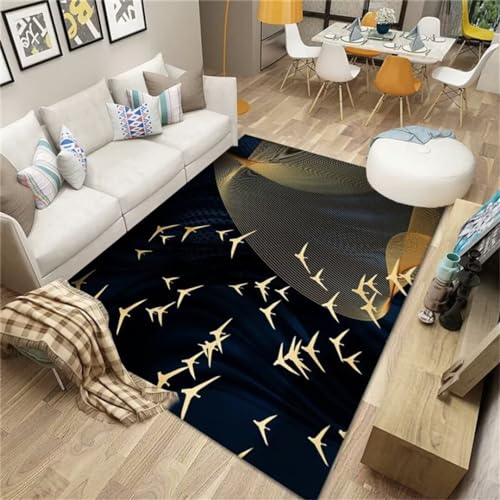 Kunsen Teppich Modern Abstrakter Stil, einfache Mode, niedrige Samt-Innendekoration, rutschfest Wohnzimmer Teppich Blau Teppich pflegeleicht 3D Drucken300x400CM von Kunsen