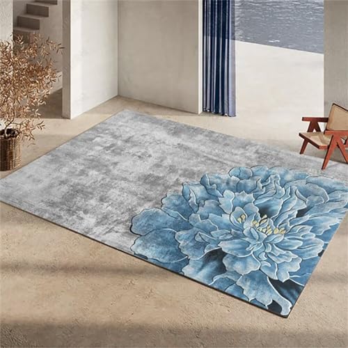 Kunsen Teppich Schlafzimmer Teppich für kinderzimmer Weiche Blume grau Grundfarbe Wohnzimmer Teppich Rechteck weich und bequem Zimmer deko 120X160CM von Kunsen