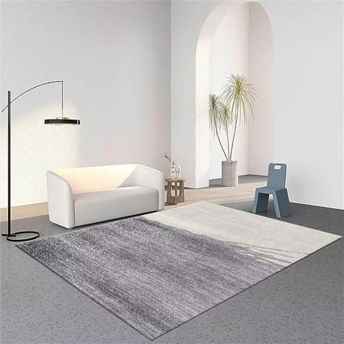 Kunsen Teppich Schlafzimmer Teppich waschbar Grau-blaues rechteckiges geometrisches Design im modernen Stil anpassbar Teppich Flur rutschfest 140X200CM von Kunsen