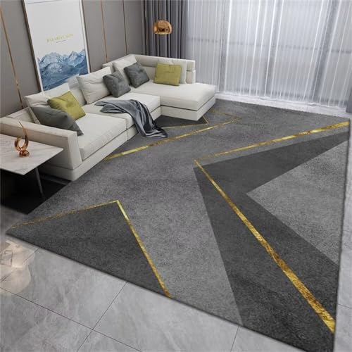 Kunsen Teppich Schlafzimmer küche Teppich Grau Geometrisches Design Wohnzimmer Teppich Esszimmer Zubehör Waschbar büro deko 120X200CM von Kunsen