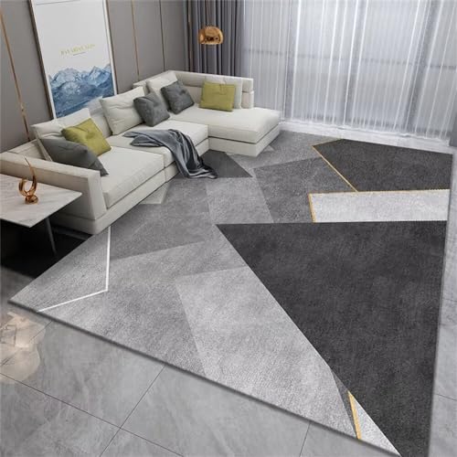 Kunsen Teppich Schlafzimmer küchen teppiche läufer Grau Geometrisches Design Wohnzimmer Teppich Esszimmer Zubehör Waschbar Teppich Wohnzimmer kurzflor 80X160CM von Kunsen