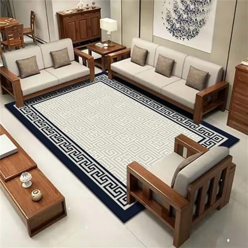 Kunsen Teppich Schlafzimmer küchen teppiche läufer Orientalischer Teppich Blauer Rand dekoratives rechteckiges Wohnzimmer großer Teppich langlebig Teppich Ornament 200X250CM von Kunsen