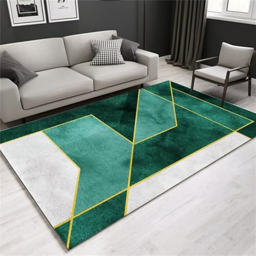 Kunsen Teppich Schlafzimmer küchenaccessoires Grüner minimalistischer geometrischer Design-Schlafzimmerteppich gelb passend kann angepasst Werden Wohnzimmer Dekoration 60X100CM von Kunsen