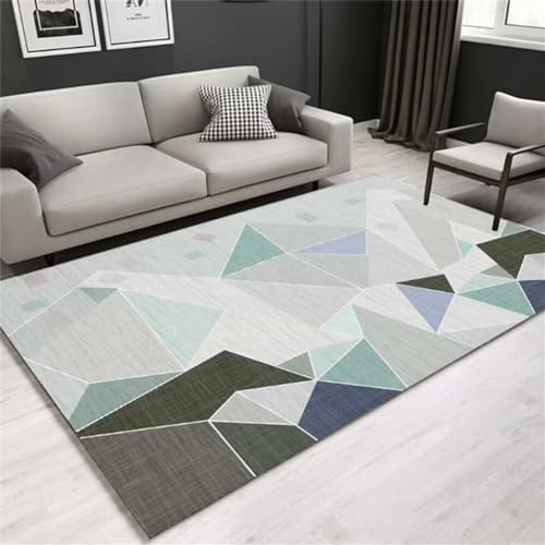 Kunsen Teppich Schlafzimmer tepiche für kinderzimmer Grau-grüner rechteckiger Sofateppich mit geometrischem Design kann angepasst Werden badezimmerteppich 50X70CM von Kunsen