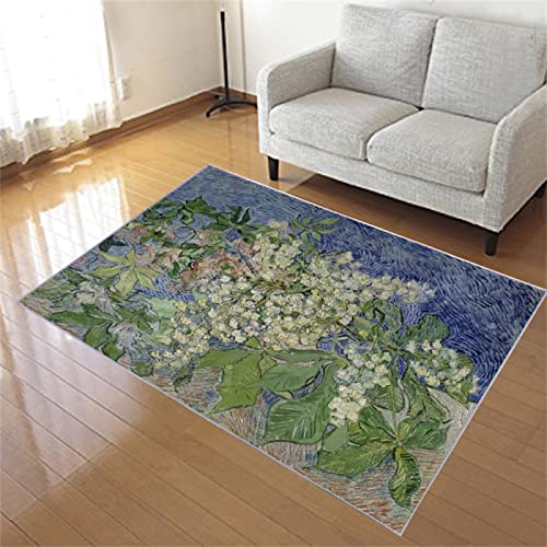 Teppich Teppich Kinder 160X200cm Blaugrüner Teppich mit Blattdruck, komfortabler Stoff, rutschfeste Unterseite terassendeko Teppich Baby läufer teppiche Flur Teppich Teppich Kinder 160X200cm Blaugrüner Teppich mit Blattdruck, komfortabler Stoff, rutschfeste Unterseite terassendeko Teppich Baby läufer teppiche Flur von Kunsen