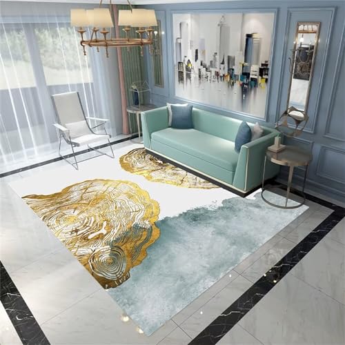 Kunsen Teppich Waschbar Abstrakte Moderne Wohnzimmerdekoration, rutschfest, fleckfest und waschbar Rugs for Living Room Mehrfarbig Teppich Schlafzimmer flauschig bunt50x80CM von Kunsen