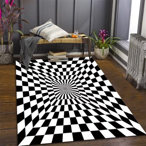 Kunsen Teppich Wohnzimmer Waschbar In Waschmaschine 80X120CM Schwarz und Weiß Waschbares abstraktes geometrisches Muster Wohnzimmerdekor Schlafzimmers Kinderteppich Weich Kunsen Teppich Wohnzimmer Waschbar In Waschmaschine 80X120CM Schwarz und Weiß Waschbares abstraktes geometrisches Muster Wohnzimmerdekor Schlafzimmers Kinderteppich Weich von Kunsen