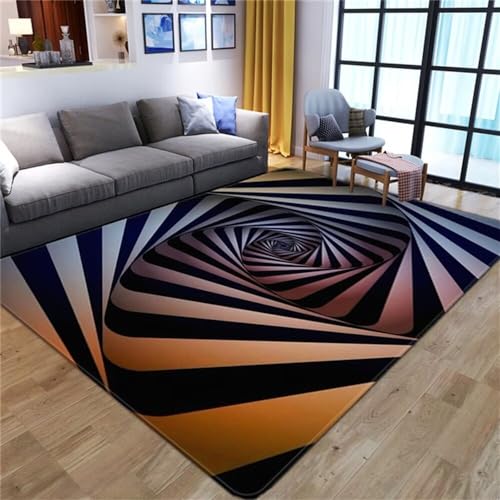 Kunsen Teppich allergiker geeignet Stilvoller, Schlichter Kurzflor-Wohnzimmerteppich für den Innenbereich Wohnzimmerteppich Mehrfarbig Teppich esstisch 160X230CM von Kunsen