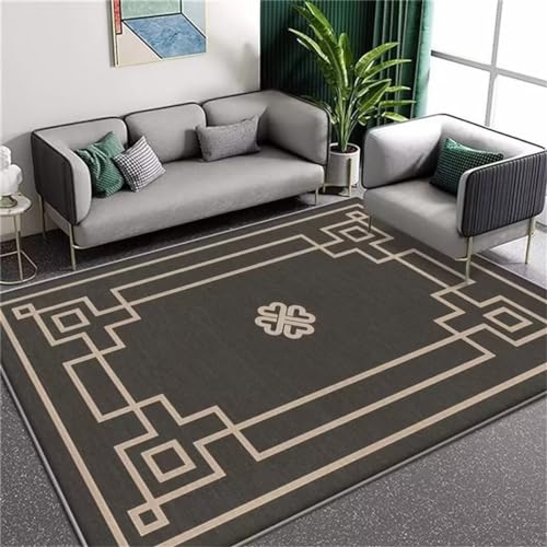 Kunsen Teppich deko Kamin Wohnzimmer modern Teppich einfach zu säubern Grauer Teppich Art line dekorative Wohnzimmer Teppich waschbar kuschelteppich 120X160CM von Kunsen