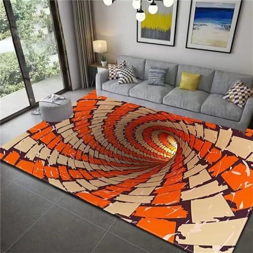 Kunsen Teppich eingangsbereich innen Stilvoller, Schlichter Kurzflor-Wohnzimmerteppich für den Innenbereich Teppich unter esstisch orange Farbe Teppich für Eingang 60X120CM von Kunsen
