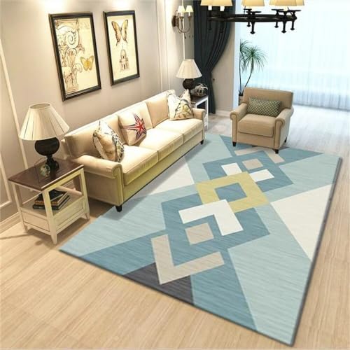 Kunsen Teppich fußbodenheizung geeignetwohnzimmer Stuhl teppichsuper luxuriösGelber und Blauer minimalistischer Design-Wohnzimmerteppich im modernen Stil kann angepasst werdendeko wohnzimmer70X140CM von Kunsen