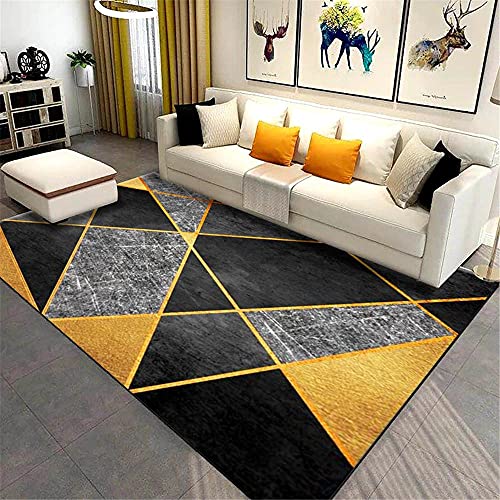 Kunsen Teppich kinderzimmer deko Teppich Gelb schwarz geometrisches Design Wohnzimmer Teppich Schlafzimmer Dekoratives Zubehör Teppich für bürostuhl deko fürs Zimmer 120 * 170cm von Kunsen