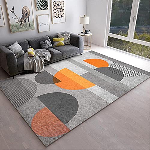 Kunsen Teppich kinderzimmer deko mädchen Teppich Orange schwarzer Grauer geometrischer Halbkreismuster-Wohnzimmerteppich Flur Dekoration deko Boden 100 * 200cm von Kunsen