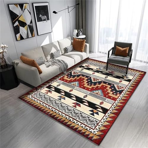 Kunsen Teppich kinderzimmerwohnaccessoires dekoRote geometrische Dekoration Retro Wohnzimmer gepaart mit einfach zu verwaltenterassenteppich160x230cm von Kunsen