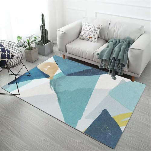 Kunsen Teppich pflegeleicht tierhaare Teppich schreibtischstuhl Waschbar blau 120X160CM von Kunsen