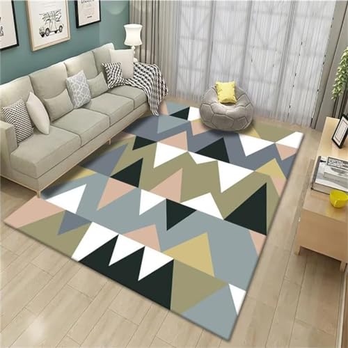 Kunsen Teppich unter esstisch Modische, einfache, kreative, geometrische Läufer-Fußmatte für Wohnzimmer, rutschfest Teppich Oudoor Mehrfarbig waschbare teppiche 300X400CM von Kunsen