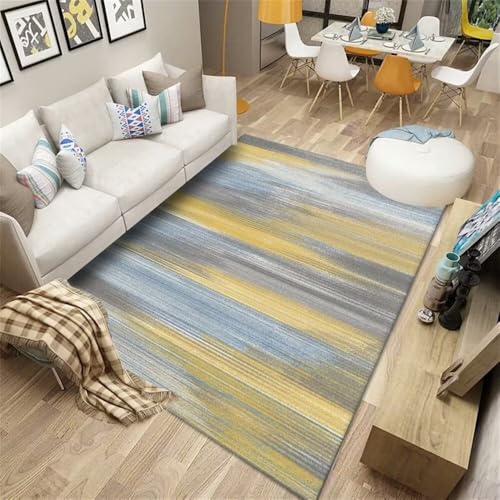 Kunsen Teppiche Modern Designer Für Wohnzimmer 160X230CM Gelb Blaugraue waschbare Streifen Design Dekoration Teppich Kind von Kunsen