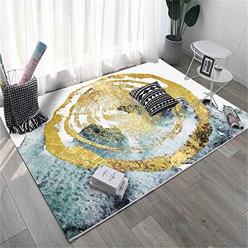 Kunsen Teppiche dekoartikel Wohnzimmer Anti-Rutsch, fleckenbeständiges gelb-graues geometrisches Design Fade-resistenter Teppich bettvorleger Schlafzimmer rutschfest Teppich kinderzimmer 60 * 90CM von Kunsen