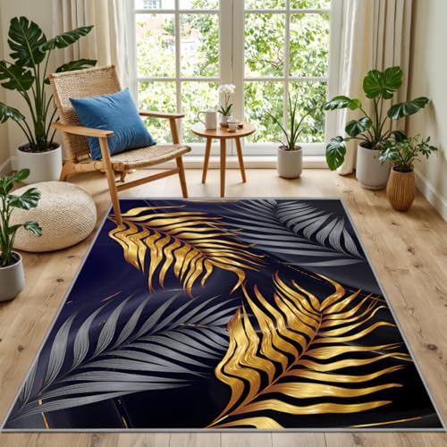 Kunsen Verschleißfest Teppich+Wohnzimmer Blau, Gelb, Grau 80X120Cm Kurzflor Blattmuster Für Flur Küche Kunsen Verschleißfest Teppich+Wohnzimmer Blau, Gelb, Grau 80X120Cm Kurzflor Blattmuster Für Flur Küche von Kunsen
