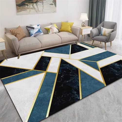 Kunsen Vorzimmer Teppich 300X400CM Blau Goldenes graues rutschfestes, langlebiges, modernes, geometrisches Wohnzimmer modernes Wohnzimmer-Accessoires Günstig Kunsen Vorzimmer Teppich 300X400CM Blau Goldenes graues rutschfestes, langlebiges, modernes, geometrisches Wohnzimmer modernes Wohnzimmer-Accessoires Günstig von Kunsen