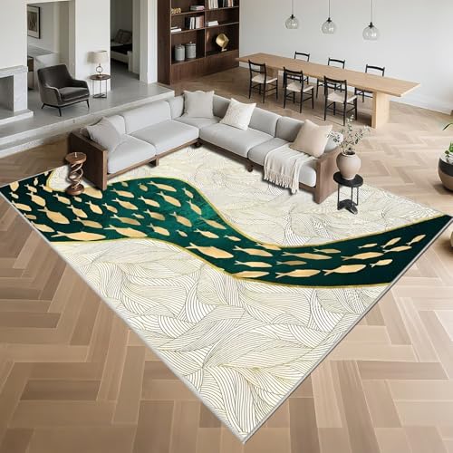 Kunsen Waschbar Fussmatte Innen 60x90cm,Abstrakte Kunst,rutschfest,Flach für Schlafzimmer,Terrasse,Büro Beige von Kunsen