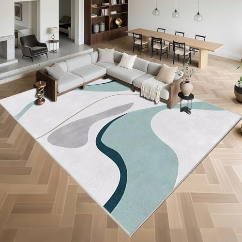 Kunsen Waschbar Teppich Schlafzimmer 120x160cm,Moderne Geometrie,Kuschelig Weich für Wohnzimmer,Wohnungs,Esstisch Blau von Kunsen