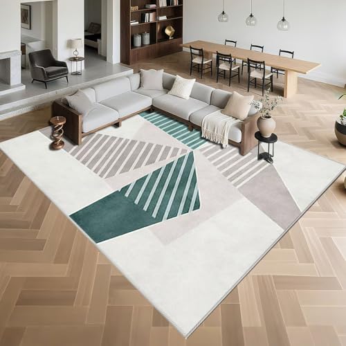Kunsen Waschbar Teppich Schlafzimmer 120x200cm,Moderne Geometrie,Kurzflor,Weich für Wohnzimmer,Wohnungs,Esstisch Blau von Kunsen