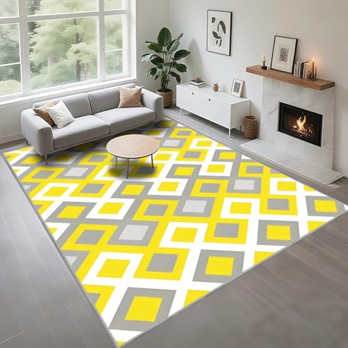 Kunsen Waschbar Wohnzimmer Teppichs 80X120Cm Gelb, Weich Moderne Geometrie Für Schlafzimmer Esszimmer Kunsen Waschbar Wohnzimmer Teppichs 80X120Cm Gelb, Weich Moderne Geometrie Für Schlafzimmer Esszimmer von Kunsen