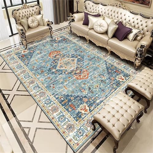 Kunsen Waschbare Alfombras Juveniles Dormitorio 200X290Cm Blauer, Kurzflor Vintage-Blumen Kunsen Waschbare Alfombras Juveniles Dormitorio 200X290Cm Blauer, Kurzflor Vintage-Blumen von Kunsen