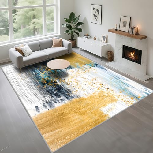 Kunsen Waschbare Teppich Wohnzimmer 70X140Cm Blau, Gelb, Kurzflor Abstrakte, Schlichte Muster Werden Im Wohnzimmer, Schlafzimmer Und Kinderzimmer Verwendet Kunsen Waschbare Teppich Wohnzimmer 70X140Cm Blau, Gelb, Kurzflor Abstrakte, Schlichte Muster Werden Im Wohnzimmer, Schlafzimmer Und Kinderzimmer Verwendet von Kunsen