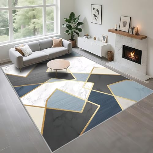 Kunsen Waschbare Wohnzimmerdeko Teppich 50X80Cm Grau Blau, Kurzflor Moderne Streifen Für Schlafzimmereingänge Kunsen Waschbare Wohnzimmerdeko Teppich 50X80Cm Grau Blau, Kurzflor Moderne Streifen Für Schlafzimmereingänge von Kunsen