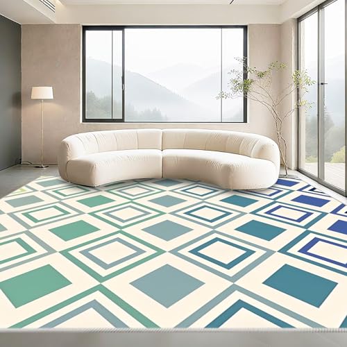 Kunsen Waschbarer Teppich Wohnzimmer Blau 130x190cm,Kurzflor Moderne Geometrie für Schlafzimmer,Vorzimmer,Esstisch Kunsen Waschbarer Teppich Wohnzimmer Blau 130x190cm,Kurzflor Moderne Geometrie für Schlafzimmer,Vorzimmer,Esstisch von Kunsen