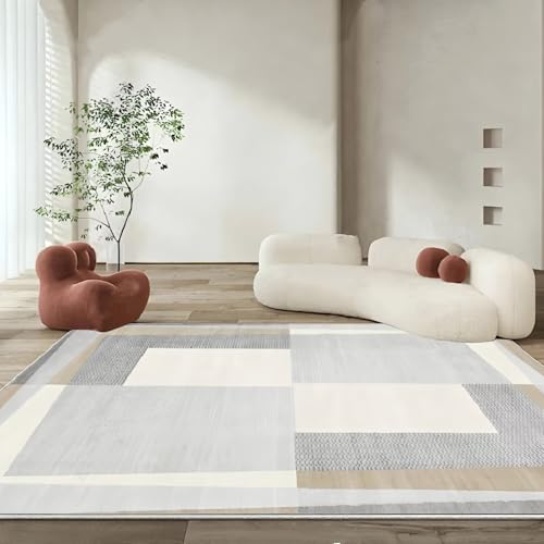 Kunsen Weich Teppich Wohnzimmer Modern 140x200cm,Geometrisches Design,Waschbar In Waschmaschine für Babyzimmer,Küche,Vorzimmer Hellgrau von Kunsen