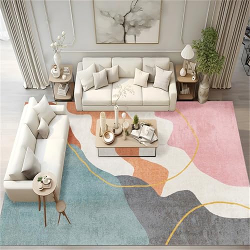 Kunsen Weicher Teppich schreibtischstuhl Rosa Blau Komfortables, modernes, minimalistisches Design für das Wohnzimmer und Mädchenzimmer 160x230CM Rugs von Kunsen