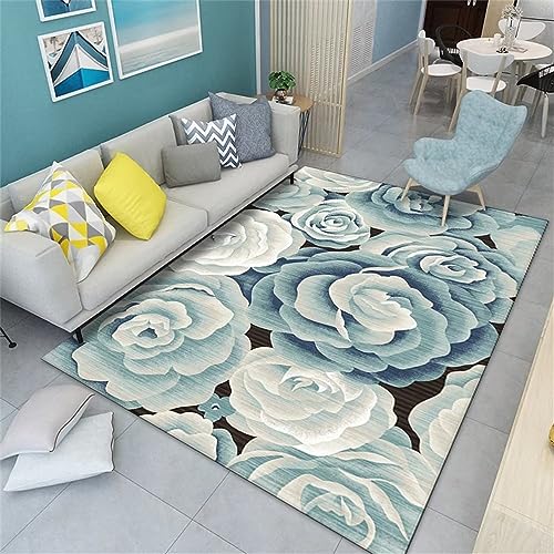 Kunsen Winter deko Teppich Teppich für Wohnzimmer Blaue Blumen Dekoration rechteckiger Wohnzimmer Teppich beschädigt den Boden Nicht kuschelecke kinderzimmer Teppich 80x160cm von Kunsen