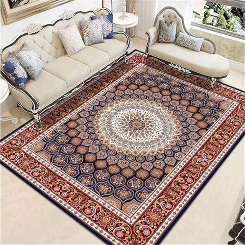 Kunsen Wohnzimmer Deko Rot Blau Waschbares, Retro-florales Muster für das und Schlafzimmer eines Erwachsenen 60x90CM küchenaccessoires von Kunsen