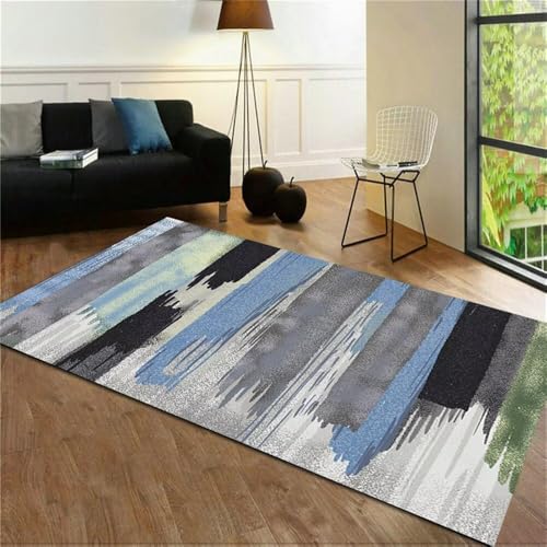 Kunsen Wohnzimmer Kamin deko Schlafzimmer grau blau Farbschema Teppich pflegeleicht rutschfest 160X280CM von Kunsen