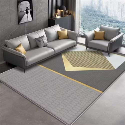 Kunsen Wohnzimmer teppichwohnzimmer Stuhl teppichNicht verblassengrauer Teppich geometrisches Design Wohnzimmerteppich Esszimmerzubehör waschbarwohnzimmerdeko teppich120X170CM von Kunsen