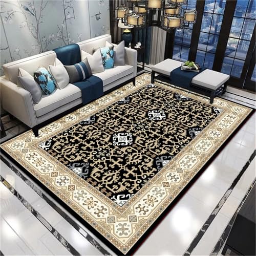 Kunsen Wohnzimmercouch Fell teppiche für Schlafzimmer Schwarz, Beige Waschbare Moderne Blumenmuster Wohnzimmer und Flur 160x280CM waschbarer Teppich Kunsen Wohnzimmercouch Fell teppiche für Schlafzimmer Schwarz, Beige Waschbare Moderne Blumenmuster Wohnzimmer und Flur 160x280CM waschbarer Teppich von Kunsen