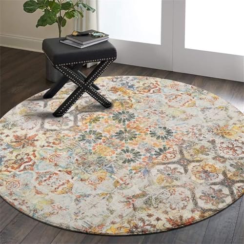 Kunsen Wohnzimmerteppich Modern 100x100cm Bunt Weiches, rutschfestes, retroes Blumenmuster für das Wohnzimmer und Bett Printing Teppich tepich in Kunsen Wohnzimmerteppich Modern 100x100cm Bunt Weiches, rutschfestes, retroes Blumenmuster für das Wohnzimmer und Bett Printing Teppich tepich in von Kunsen