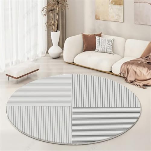 Kunsen cool Waschbarer Teppich 100x100cm Grau Weiches, langlebiges modernes Streifendesign für das Wohnzimmer und Schlafzimmer am Bettrand Mädchen Kinderzimmer Esszimmerzubehör von Kunsen