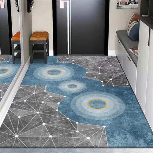Kunsen deko büro Teppich schreibtischstuhl Home Matte grau-blau geometrisches Design Wohnzimmer Teppich rutschfest kann angepasst Werden küchen teppiche 120X200CM von Kunsen