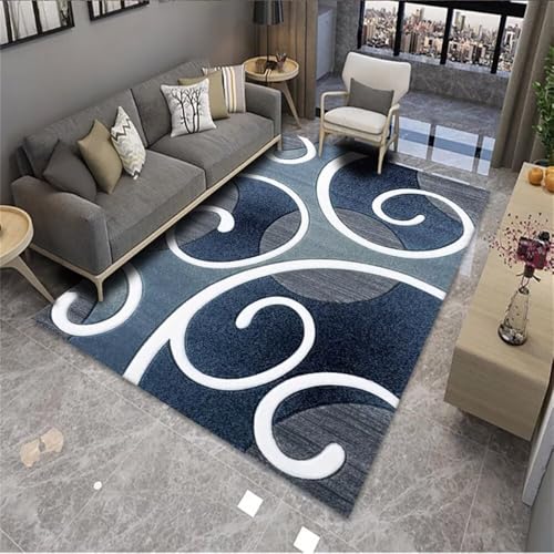 Kunsen minimalistisches Design 160X230CM Blau Grau weiß abstraktes Streifenmuster waschbar Wohnzimmer Teppich Maschinenwaschbar kann angepasst Werden von Kunsen