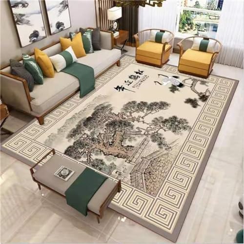 Kunsen trittschalldämmung Teppich Wohnzimmer im pastoralen Stil, stilvoller Flur, schmutzabweisende Klassische Raumdekoration Teppich 3D Mehrfarbig Teppich allergiker geeignet 160X230CM von Kunsen