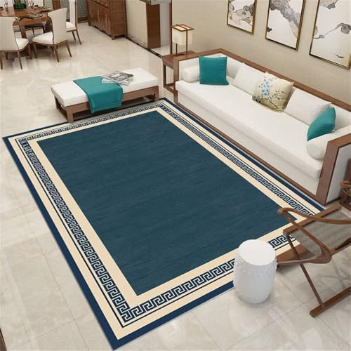 Kunsen waschbare teppiche 300X400CM Blau Verschleißfestes und pflegeleichtes Wohnzimmer im modernen minimalistischen Design modern Teppich Waschbar In Waschmaschine von Kunsen