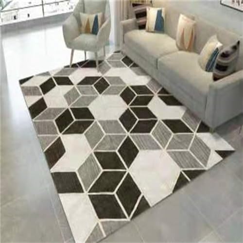Kunsen weicher Teppich Wohnzimmer mit geometrischem Samt, Moderne Mode Büroteppich Mehrfarbig trittschalldämmung Teppich 80X120CM von Kunsen